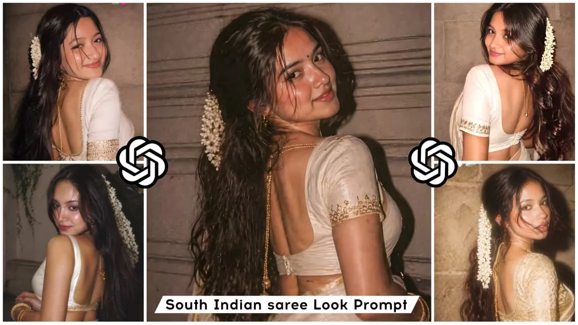 New South Indian Saree Look Photo Editing Prompt